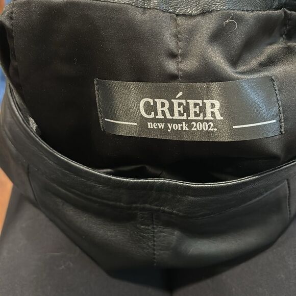 CREER New York 2002 100% Lambskin Leather Black Moto Fitted Pants size 8 - Picture 5 of 6